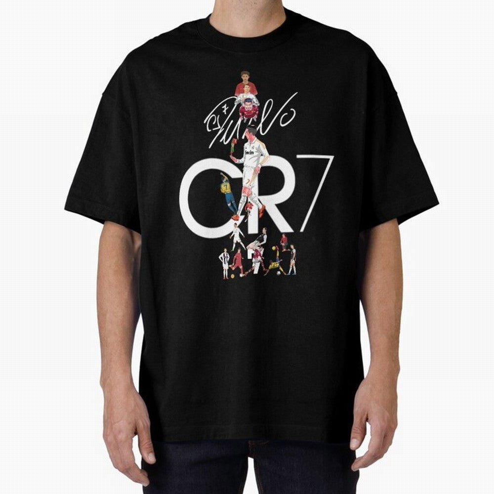 CR7 Oversized T-Shirt Showcase the FIFA World Cup 2026 Group Stage Journey through Haaland and Mbappe Highlights, France and Portugal Pride, Champion Mindset, Group Stage Buzz, Knockout Tension and Passionate Fan Culture; Made for Die Hard