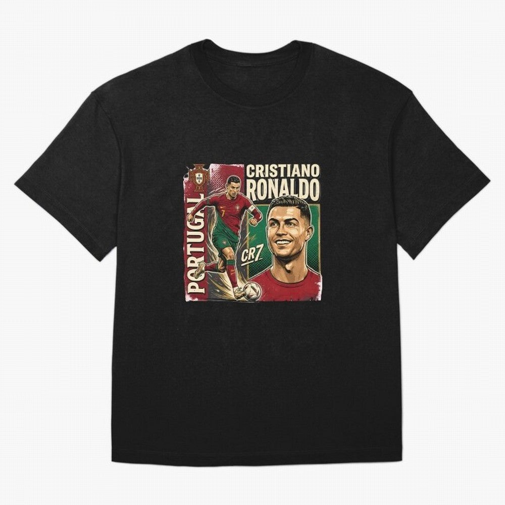 Ronaldo Portugal Vintage Oversized T-Shirt Show Match Day Excitement for FIFA World Cup 2026 USA Canada Mexico Spirit, Centered on Spain and Netherlands, Mbappe and Neymar, Classic Soccer Heritage, Championship Pressure, Fan Loyalty and