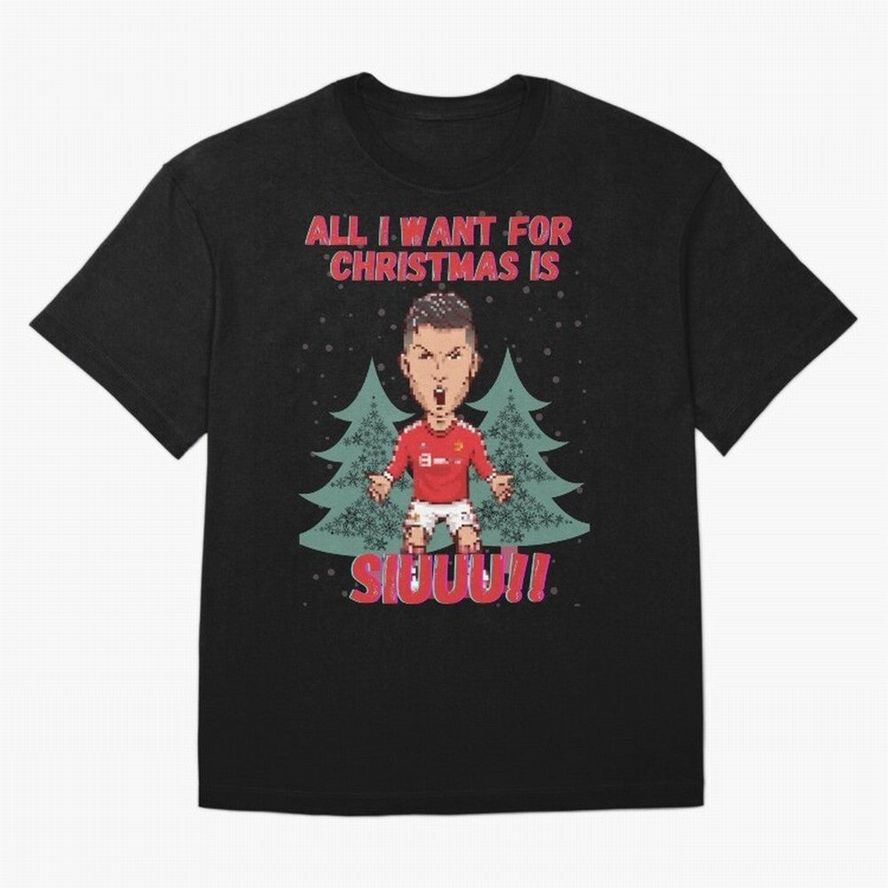 All I Want For Christmas is Siuuu Oversized T-Shirt Bring Home the FIFA World Cup 2026 Group Stage Journey through Cristiano Ronaldo, Haaland and CR7 Highlights, Argentina and Brazil Pride, Worldwide Fan Energy, Dramatic Goals, Stadium Lights and