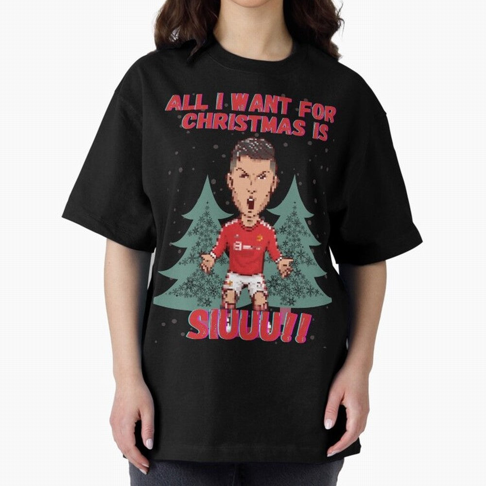 All I Want For Christmas is Siuuu Oversized T-Shirt Bring Home the FIFA World Cup 2026 Group Stage Journey through Cristiano Ronaldo, Haaland and CR7 Highlights, Argentina and Brazil Pride, Worldwide Fan Energy, Dramatic Goals, Stadium Lights and