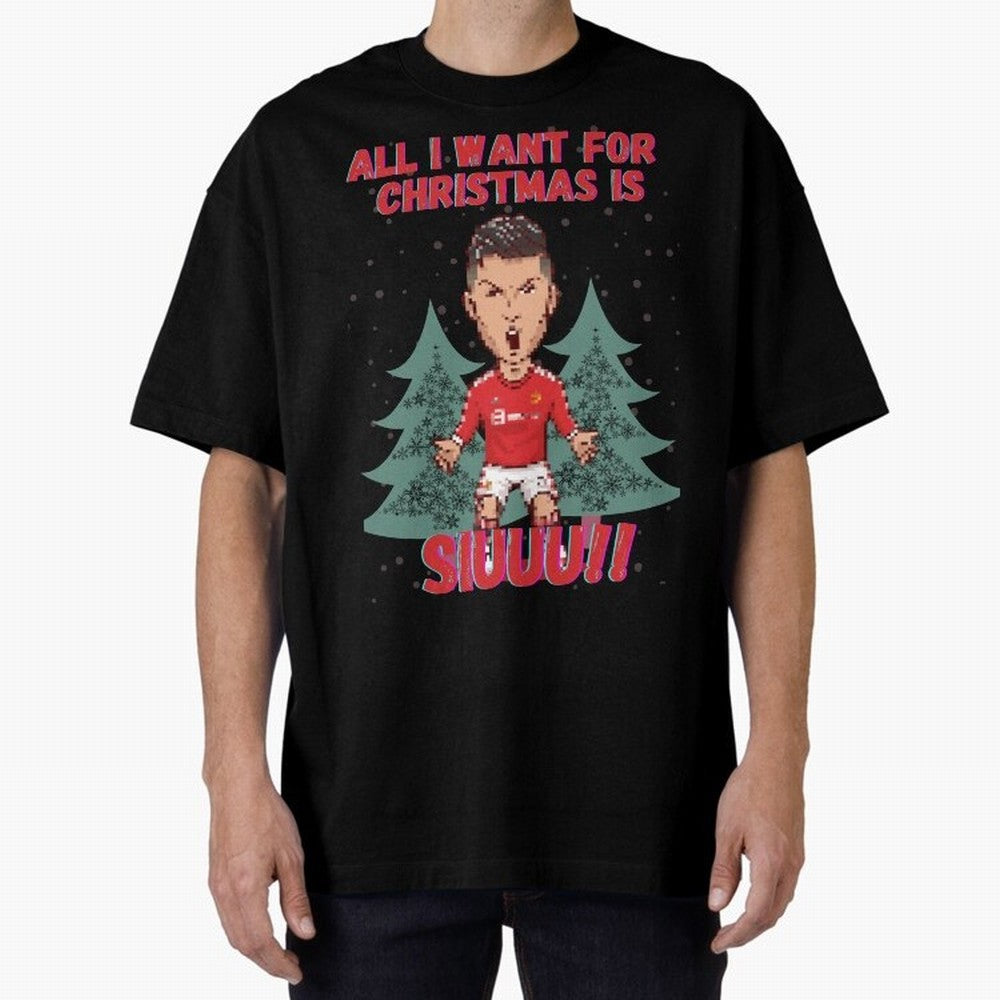 All I Want For Christmas is Siuuu Oversized T-Shirt Bring Home the FIFA World Cup 2026 Group Stage Journey through Cristiano Ronaldo, Haaland and CR7 Highlights, Argentina and Brazil Pride, Worldwide Fan Energy, Dramatic Goals, Stadium Lights and