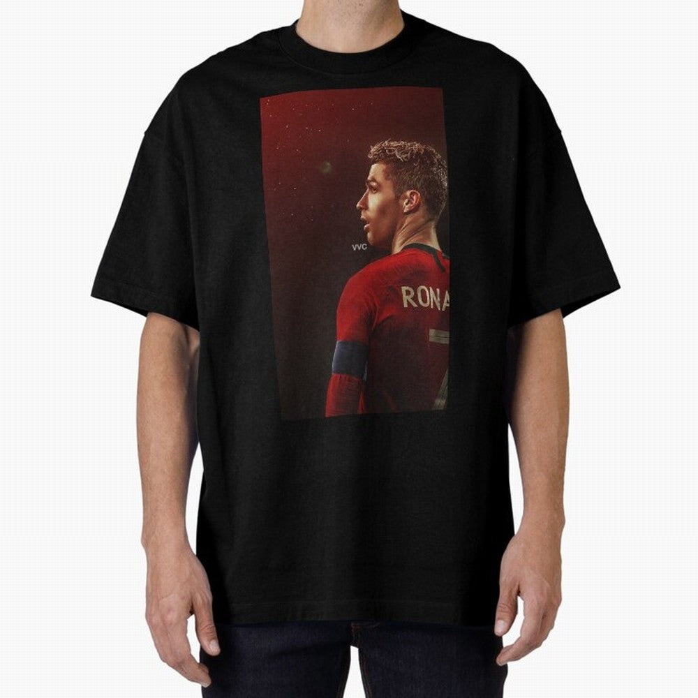 Art Ronaldo Wallpaper Oversized T-Shirt Stand with FIFA World Cup 2026 Group Stage Made for CR7, Brazil, Portugal and Argentina Energy, Football Passion, Legendary Performances, Festival Vibes and Supporter Community; Great for Supporters Who Love