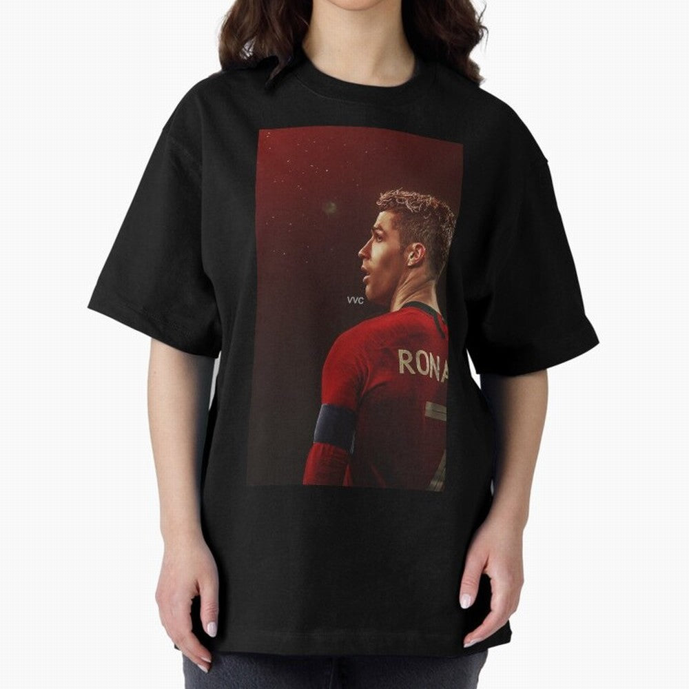 Art Ronaldo Wallpaper Oversized T-Shirt Stand with FIFA World Cup 2026 Group Stage Made for CR7, Brazil, Portugal and Argentina Energy, Football Passion, Legendary Performances, Festival Vibes and Supporter Community; Great for Supporters Who Love