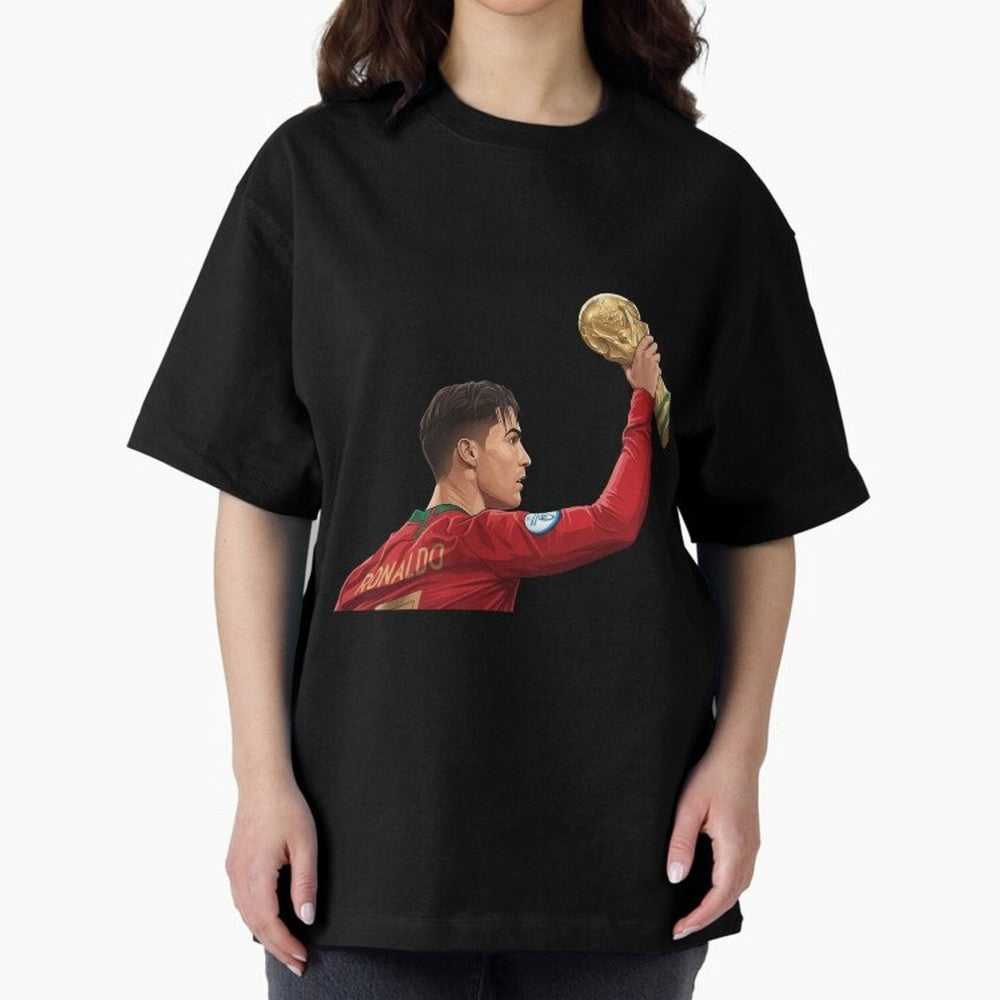 Cristiano Ronaldo Oversized T-Shirt Celebrate the Magic of FIFA World Cup 2026 Spirit, Capturing Argentina, Messi and Cristiano Ronaldo, Retro Football Energy, Iconic Rivalries, Trophy Chase Drama and Stadium Atmosphere; Perfect for People Who Love