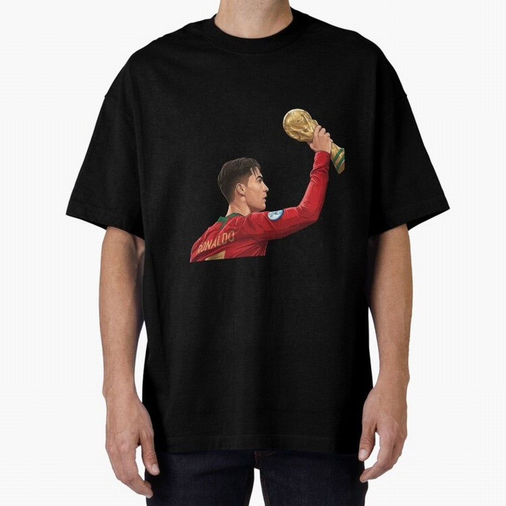 Cristiano Ronaldo Oversized T-Shirt Celebrate the Magic of FIFA World Cup 2026 Spirit, Capturing Argentina, Messi and Cristiano Ronaldo, Retro Football Energy, Iconic Rivalries, Trophy Chase Drama and Stadium Atmosphere; Perfect for People Who Love