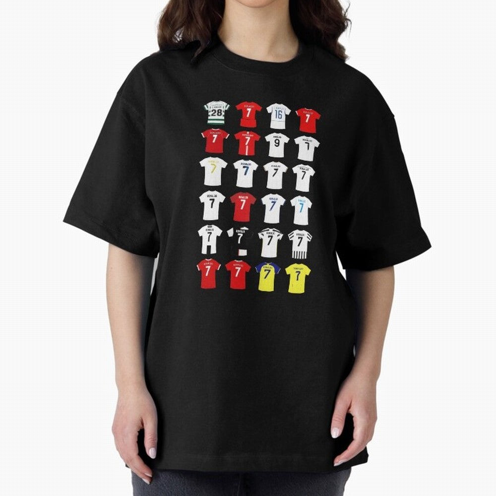 Cristiano Ronaldo Football Shirt Oversized T-Shirt Cheer through Every Moment of Global Football Passion for FIFA World Cup 2026 USA Canada Mexico, Connected to Cristiano Ronaldo, England, France and Netherlands, Vintage Soccer Flavor, Modern