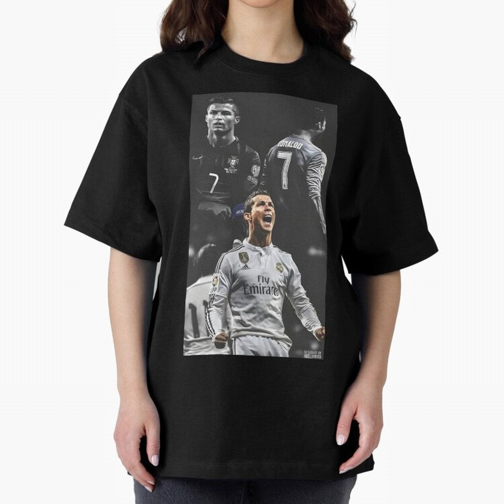 Cristiano Ronaldo CR7 Football Art Poster Oversized T-Shirt Keep Football History Alive during FIFA World Cup 2026 for Fans of CR7 and Messi and Argentina, Bringing Worldwide Fan Energy, Dramatic Goals, Stadium Lights and Championship Celebrations;