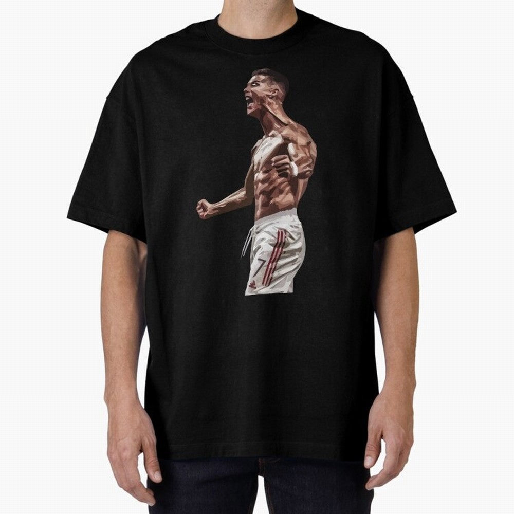 Cristiano Ronaldo - Celebration - CR7 - Black Oversized T-Shirt Support the Legends of FIFA World Cup 2026 Driven by Messi, Neymar and Mbappe, Spain Energy, Classic Soccer Heritage, Championship Pressure, Fan Loyalty and International Pride; Built