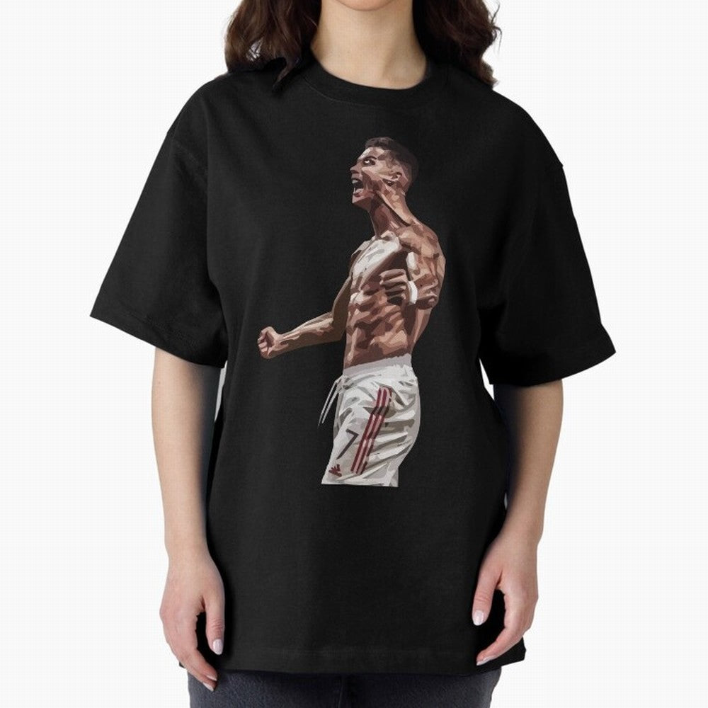 Cristiano Ronaldo - Celebration - CR7 - Manchester United Oversized T-Shirt Show Up for the Glory of FIFA World Cup 2026 Group Stage Spirit, Centered on Germany, Messi, CR7 and Mbappe, Supporter Pride, Iconic Celebrations, Legendary Names and