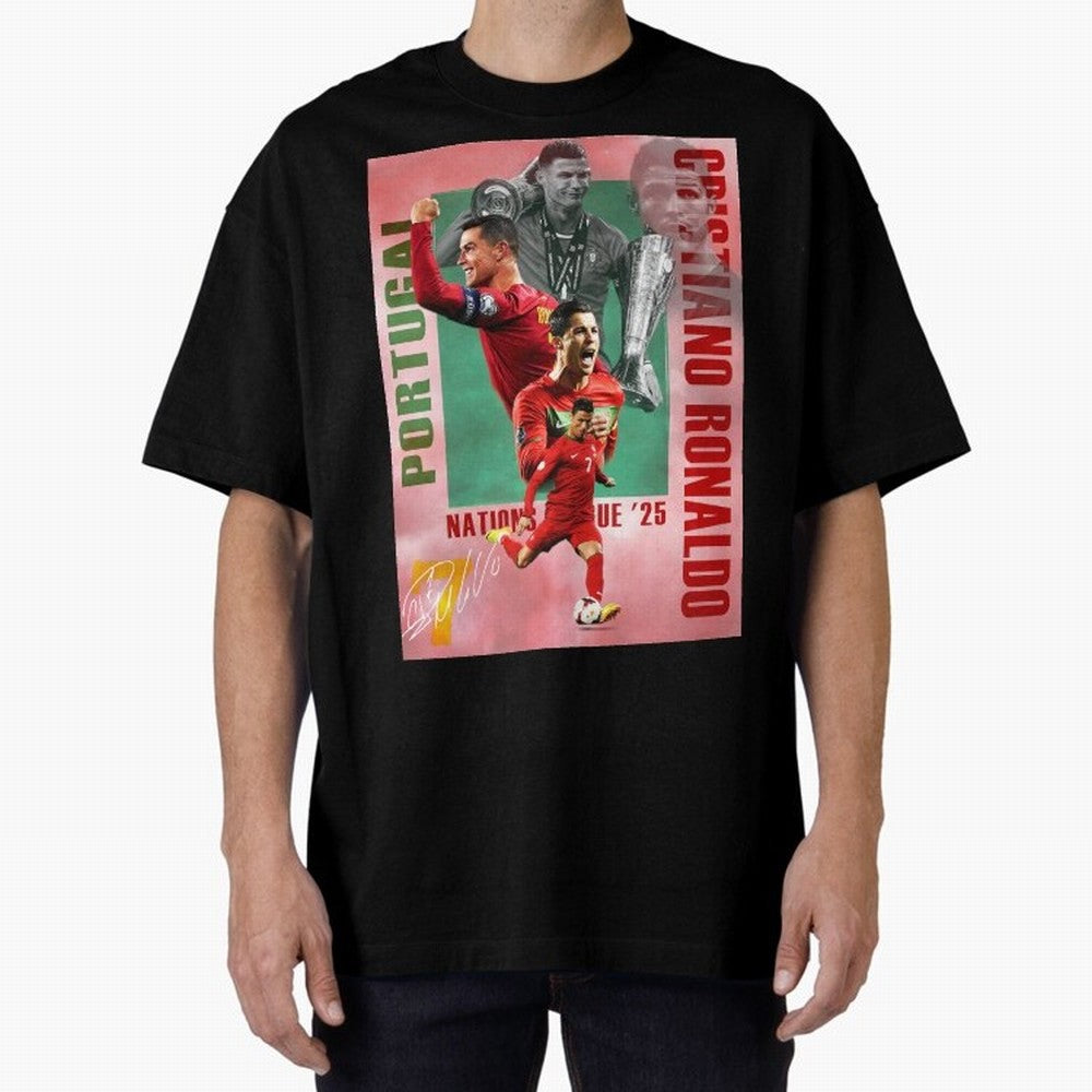 Cristiano Ronaldo Portugal Football Legend Oversized T-Shirt Bring Global Tournament Vibes to the FIFA World Cup 2026 Group Stage Journey through Messi, CR7 and Mbappe Highlights, England, France and Netherlands Pride, Championship Spirit, Famous