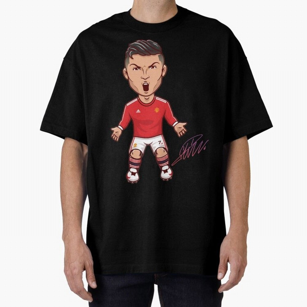 Cristiano Ronaldo CR7 Signature Oversized T-Shirt Show Match Day Excitement for Global Football Passion for FIFA World Cup 2026 Group Stage, Capturing Haaland and Mbappe, Argentina, France and Brazil, Vintage Soccer Flavor, Modern Football Stars,
