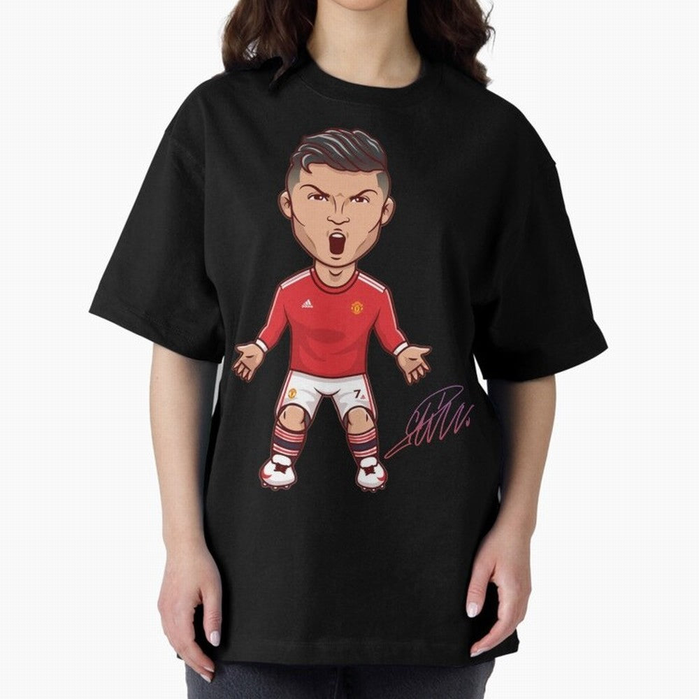 Cristiano Ronaldo CR7 Signature Oversized T-Shirt Show Match Day Excitement for Global Football Passion for FIFA World Cup 2026 Group Stage, Capturing Haaland and Mbappe, Argentina, France and Brazil, Vintage Soccer Flavor, Modern Football Stars,