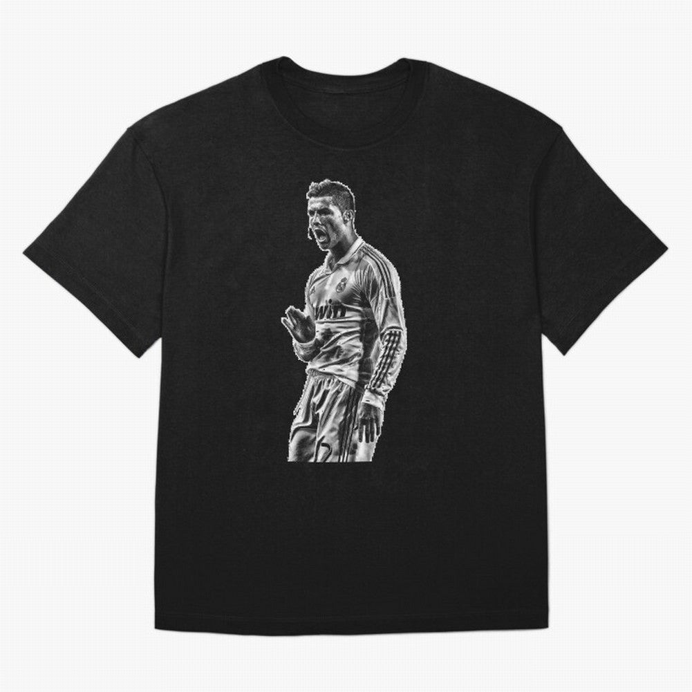 Cristiano Ronaldo Calma Oversized T-Shirt Celebrate Fan Culture around Match Day Hype around FIFA World Cup 2026 Group Stage, Messi, Neymar and Mbappe, Spain, Worldwide Fan Energy, Dramatic Goals, Stadium Lights and Championship Celebrations; Made