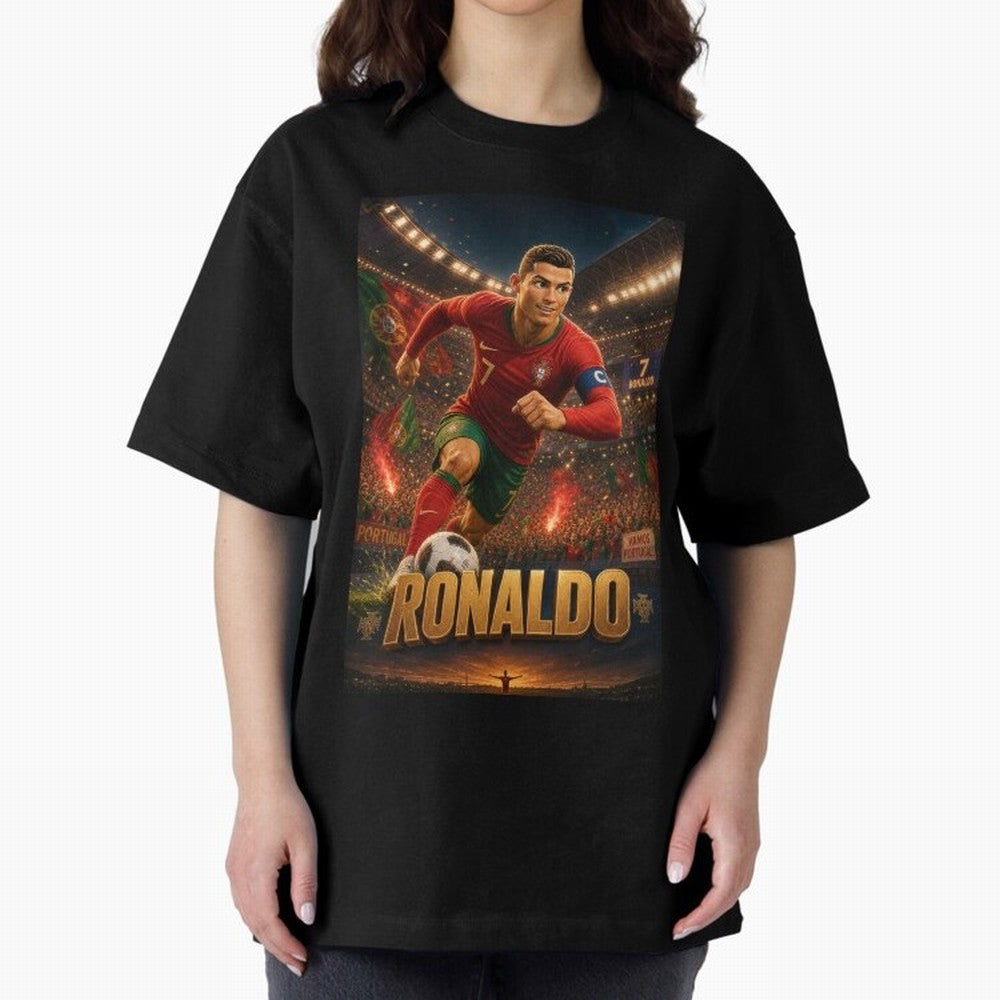 Ronaldo Oversized T-Shirt Celebrate the Road through FIFA World Cup 2026 Group Stage for Fans of Mbappe and Neymar and Spain, Bringing Football Passion, Legendary Performances, Festival Vibes and Supporter Community; Perfect for People Who Love