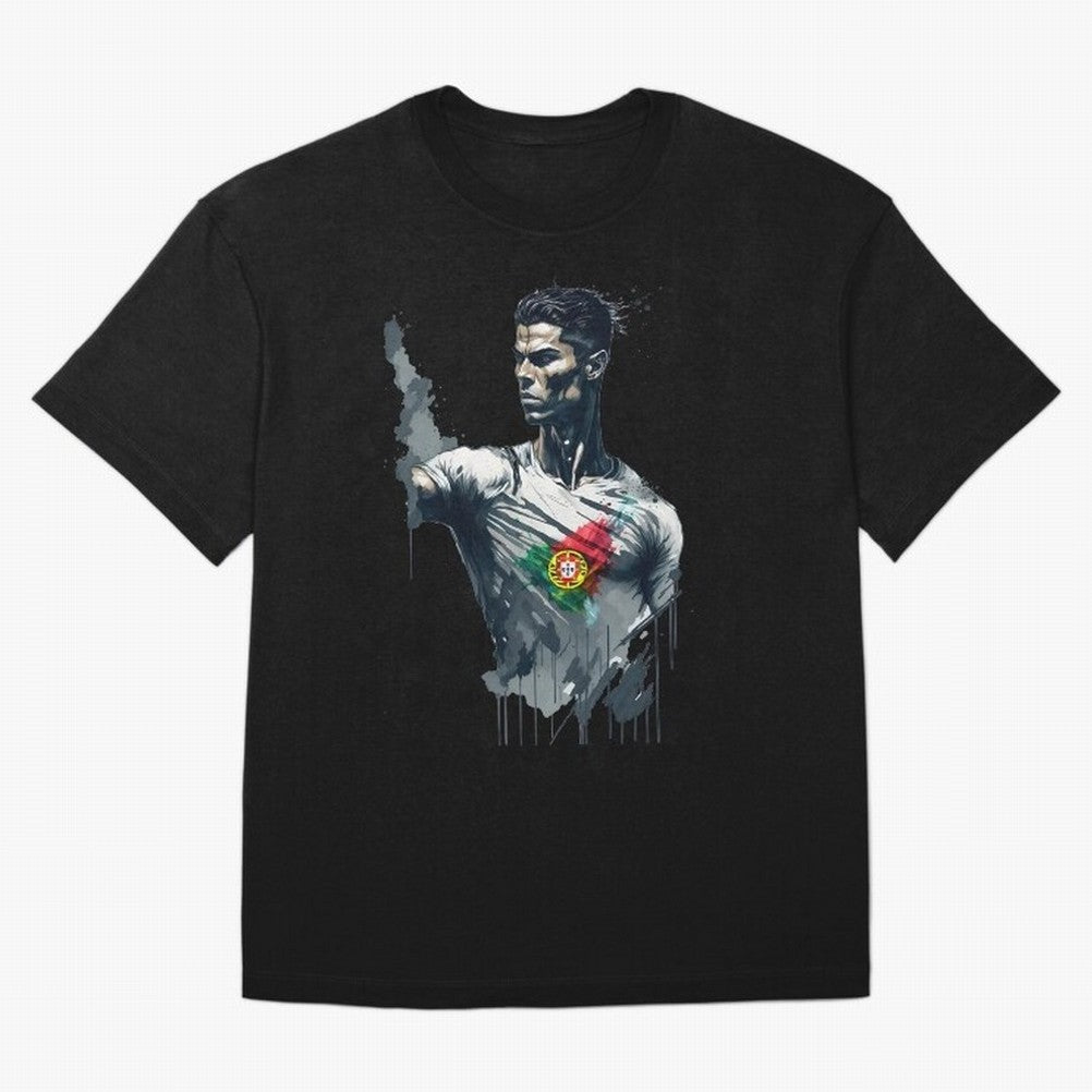 Cristiano Ronaldo splash art Oversized T-Shirt Make the Season About Global Football Passion for FIFA World Cup 2026 USA Canada Mexico, Featuring Messi, CR7 and Mbappe, Argentina, France and Brazil, Championship Spirit, Famous Goals, Roaring Crowds