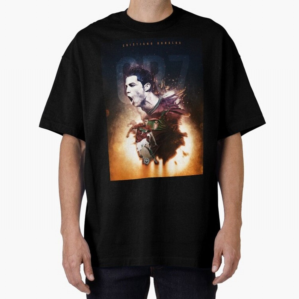 Cristiano Ronaldo 7 Oversized T-Shirt Feel the Heartbeat of FIFA World Cup 2026 Group Stage for Fans of Mbappe and Spain and Netherlands, Bringing Retro Football Energy, Iconic Rivalries, Trophy Chase Drama and Stadium Atmosphere; Perfect for Fans,
