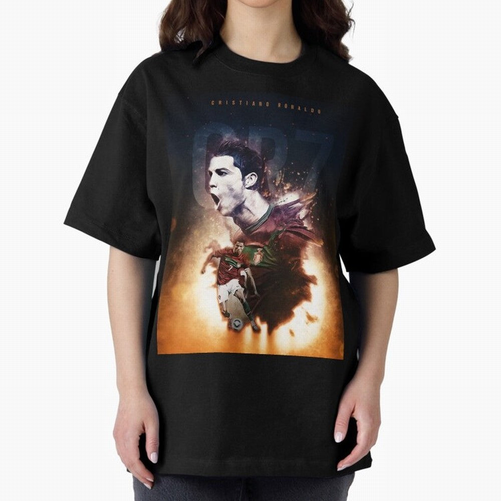 Cristiano Ronaldo 7 Oversized T-Shirt Feel the Heartbeat of FIFA World Cup 2026 Group Stage for Fans of Mbappe and Spain and Netherlands, Bringing Retro Football Energy, Iconic Rivalries, Trophy Chase Drama and Stadium Atmosphere; Perfect for Fans,