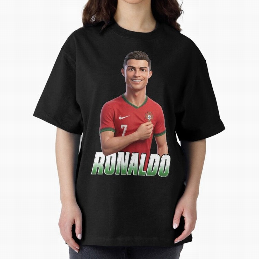 Ronaldo Oversized T-Shirt Keep the Match Day Mood of FIFA World Cup 2026 USA Canada Mexico Spirit, Celebrating Portugal, Spain and Germany, Haaland and Mbappe, Football Festival Excitement, Trophy Ambitions, Country Rivalries and Star Player Buzz;