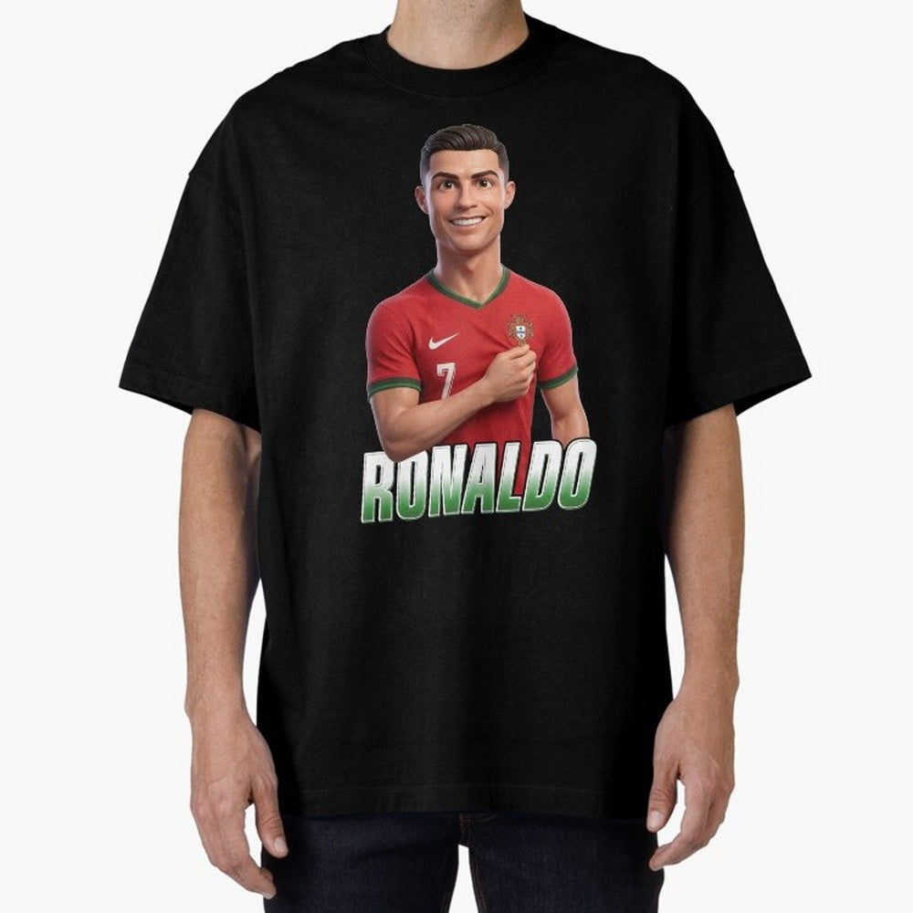Ronaldo Oversized T-Shirt Keep the Match Day Mood of FIFA World Cup 2026 USA Canada Mexico Spirit, Celebrating Portugal, Spain and Germany, Haaland and Mbappe, Football Festival Excitement, Trophy Ambitions, Country Rivalries and Star Player Buzz;