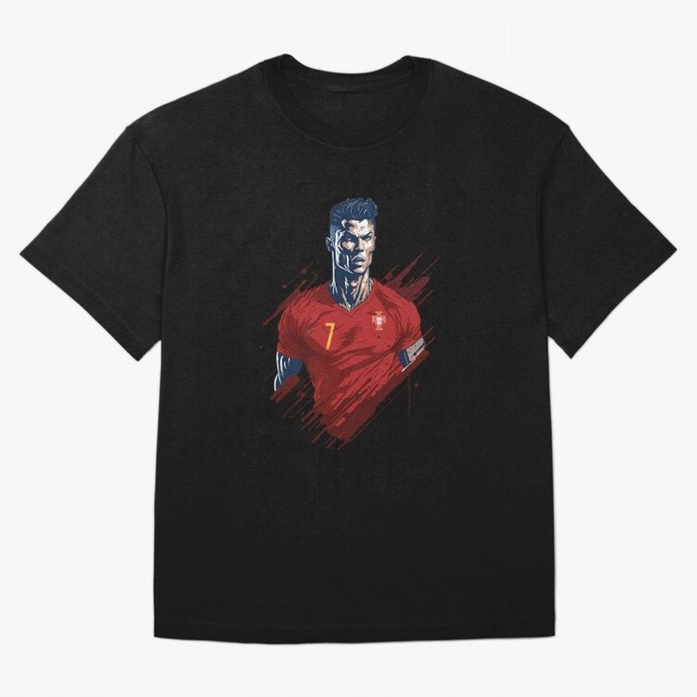 Cristiano Ronaldo splash art Oversized T-Shirt Relive FIFA World Cup 2026 Centered on CR7 and Messi, Spain Energy, Vintage Soccer Flavor, Modern Football Stars, National Flags and Final Night Emotion; Built for Supporters Chasing Trophy Dreams,