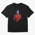 Cristiano Ronaldo splash art Oversized T-Shirt Relive FIFA World Cup 2026 Centered on CR7 and Messi, Spain Energy, Vintage Soccer Flavor, Modern Football Stars, National Flags and Final Night Emotion; Built for Supporters Chasing Trophy Dreams,