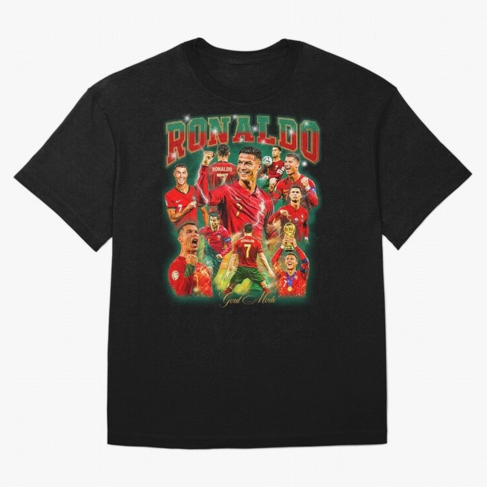 Ronaldo Vintage Bootleg Design Oversized T-Shirt Bring Home FIFA World Cup 2026 USA Canada Mexico Celebrating Messi, CR7 and Mbappe, Netherlands Energy, Championship Spirit, Famous Goals, Roaring Crowds and International Football Unity; Built for