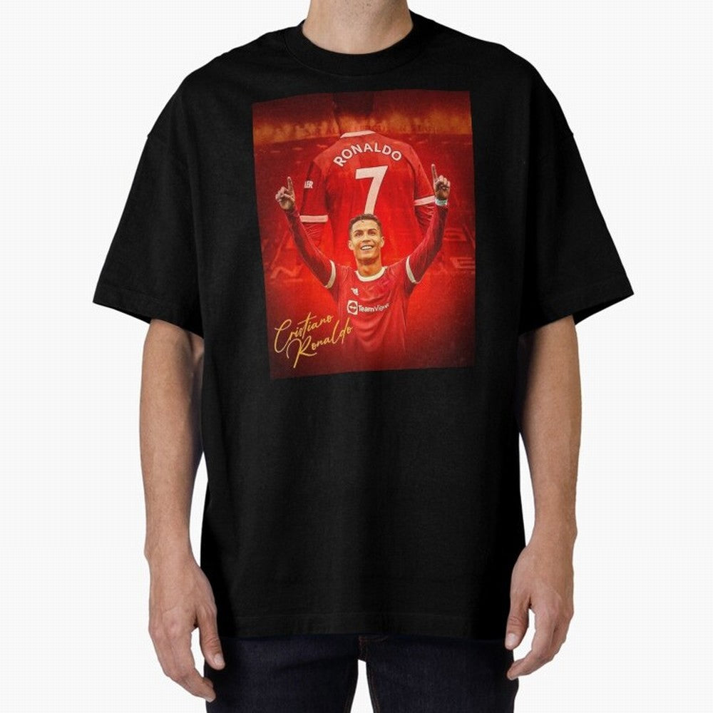 Cristiano Ronaldo Poster Oversized T-Shirt Bring Bold Fan Energy to Global Football Passion for FIFA World Cup 2026 USA Canada Mexico, Made for Mbappe and Neymar, Spain, Classic Soccer Heritage, Championship Pressure, Fan Loyalty and International