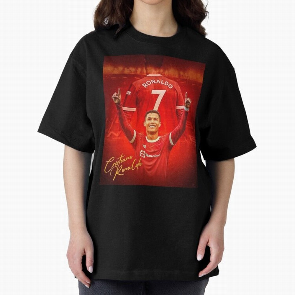 Cristiano Ronaldo Poster Oversized T-Shirt Bring Bold Fan Energy to Global Football Passion for FIFA World Cup 2026 USA Canada Mexico, Made for Mbappe and Neymar, Spain, Classic Soccer Heritage, Championship Pressure, Fan Loyalty and International