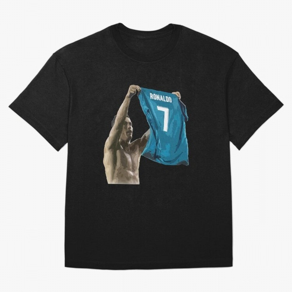 Cristiano Ronaldo celebration goal against Barcelona Oversized T-Shirt Celebrate Fan Culture around Global Football Passion for FIFA World Cup 2026, Centered on Messi, Argentina and Brazil, Global Supporter Spirit, Legendary Goals, National Colors