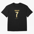 CR7 Cristiano Ronaldo Black And Gold Luxury Drawstring Bag Oversized T-Shirt Create FIFA World Cup 2026 USA Canada Mexico Spirit, Highlighting Germany, Messi, Tournament Hype, Historic Matchups, Family Viewing Parties and Global Sports Pride; Ideal
