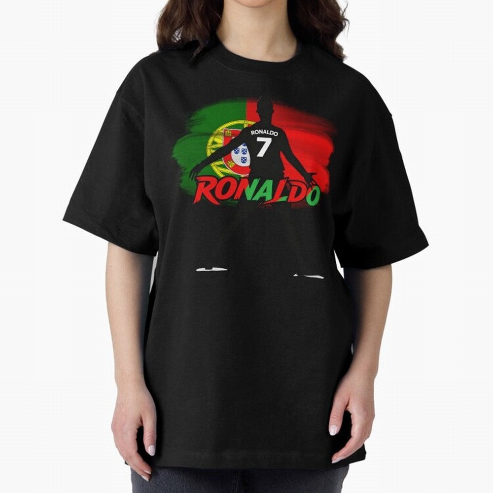 Portugal CR7 Fan World Cup Oversized T-Shirt Show Your Love for FIFA World Cup 2026 USA Canada Mexico Highlighting CR7 and Messi, Argentina and Brazil Energy, Football Festival Excitement, Trophy Ambitions, Country Rivalries and Star Player Buzz;