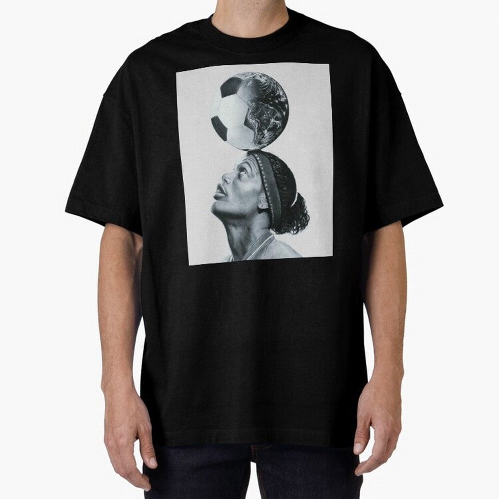 Art Ronaldinho Illustration Oversized T-Shirt Remember the FIFA World Cup 2026 Group Stage Journey through Messi, CR7 and Mbappe Highlights, Argentina and Brazil Pride, Goal Celebration Energy, Supporter Heritage, Football Icons and Worldwide