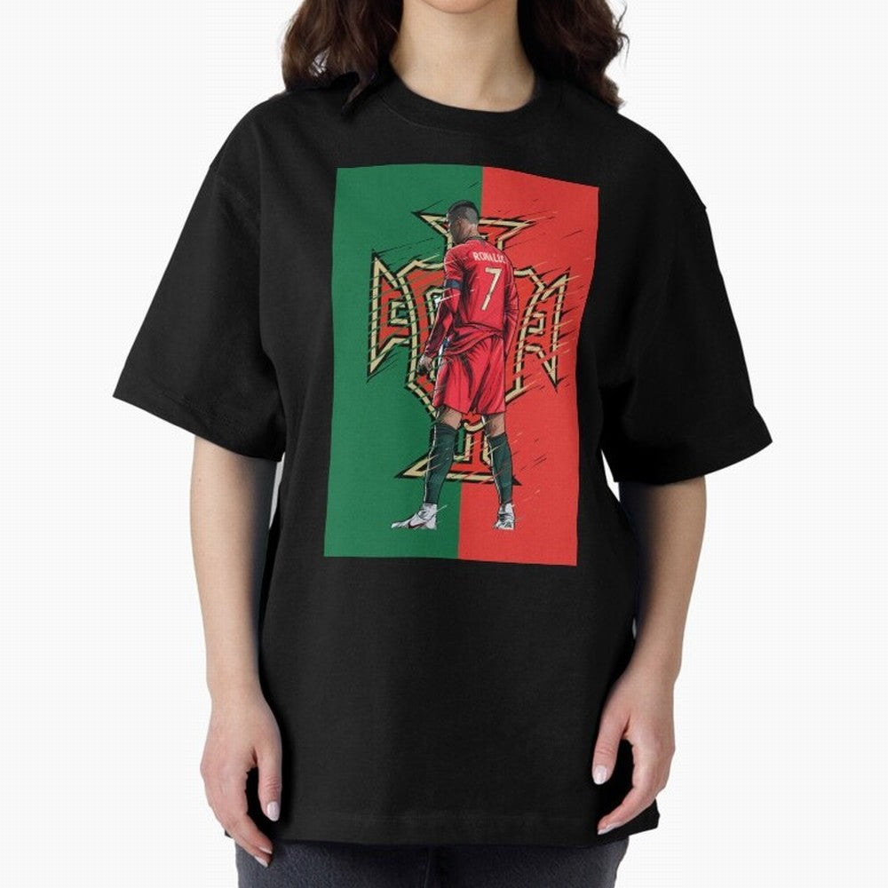 CR7 Portugal Oversized T-Shirt Show Fan Pride Across FIFA World Cup 2026 for Fans of Haaland and Mbappe and England and Germany, Bringing Worldwide Fan Energy, Dramatic Goals, Stadium Lights and Championship Celebrations; Perfect for People Who