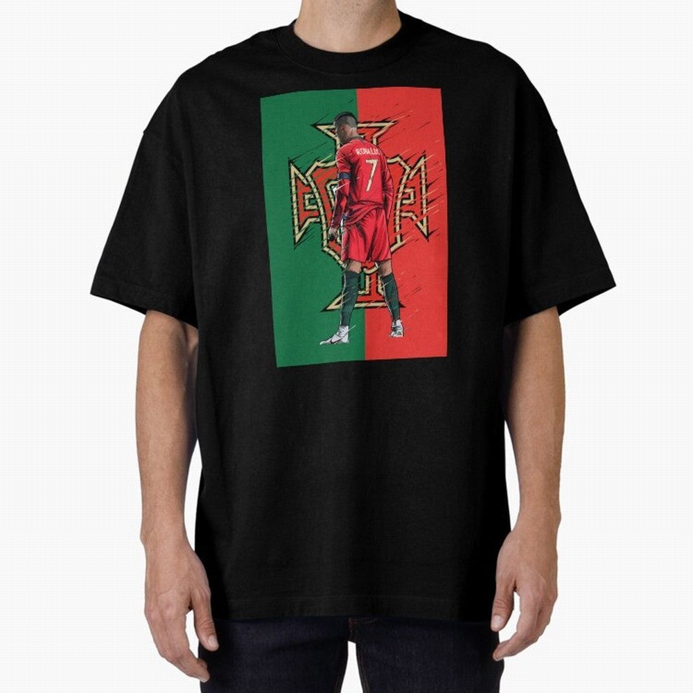 CR7 Portugal Oversized T-Shirt Show Fan Pride Across FIFA World Cup 2026 for Fans of Haaland and Mbappe and England and Germany, Bringing Worldwide Fan Energy, Dramatic Goals, Stadium Lights and Championship Celebrations; Perfect for People Who