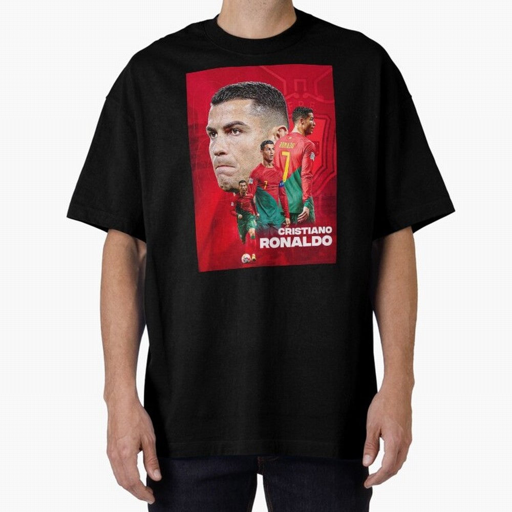 CRISTIANO RONALDO WORLD CUP 2022 Oversized T-Shirt Represent FIFA World Cup 2026 Spirit, Highlighting Portugal, Spain and Germany, Neymar, Haaland and Cristiano Ronaldo, Champion Mindset, Group Stage Buzz, Knockout Tension and Passionate Fan