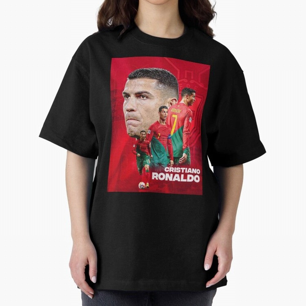 CRISTIANO RONALDO WORLD CUP 2022 Oversized T-Shirt Represent FIFA World Cup 2026 Spirit, Highlighting Portugal, Spain and Germany, Neymar, Haaland and Cristiano Ronaldo, Champion Mindset, Group Stage Buzz, Knockout Tension and Passionate Fan