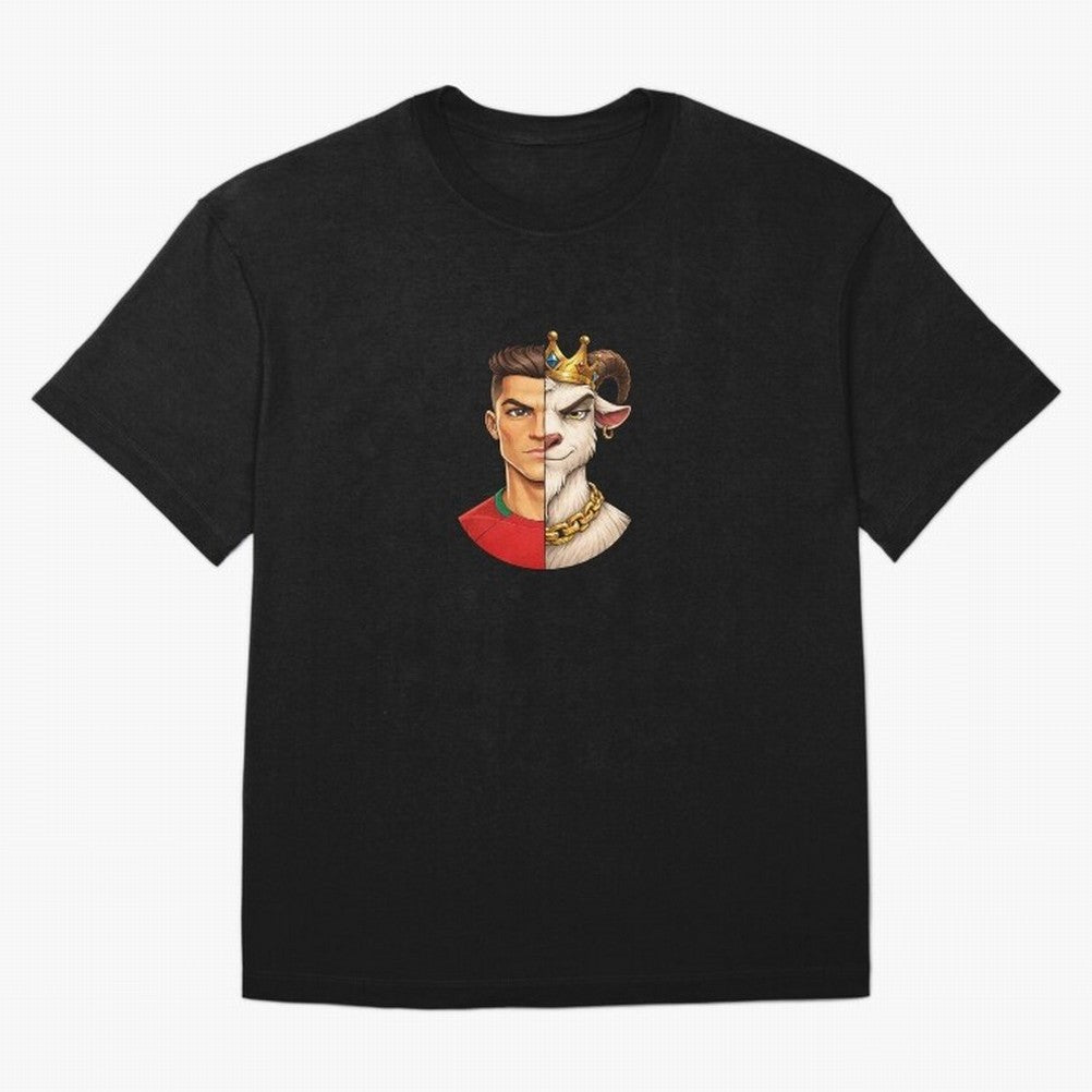 Half Man Half Goat - Cristiano Ronaldo Oversized T-Shirt Get Ready for Global Football Passion for FIFA World Cup 2026 Group Stage, with Haaland and Mbappe, England and Germany, Retro Football Energy, Iconic Rivalries, Trophy Chase Drama and