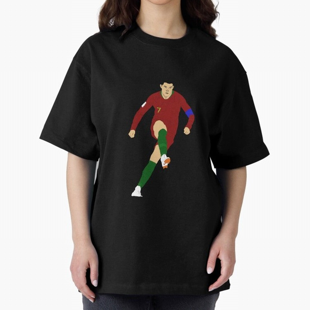 Cristian Ronaldo Design - Portugal - Real Madrid - Illustration - Cartoon - T-Shirt - Shirt - Sticker - Phone Case - CR7 Oversized T-Shirt Celebrate Fan Culture around FIFA World Cup 2026 Group Stage Spirit, Centered on Portugal, Messi, Vintage