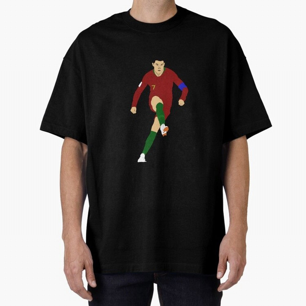 Cristian Ronaldo Design - Portugal - Real Madrid - Illustration - Cartoon - T-Shirt - Shirt - Sticker - Phone Case - CR7 Oversized T-Shirt Celebrate Fan Culture around FIFA World Cup 2026 Group Stage Spirit, Centered on Portugal, Messi, Vintage