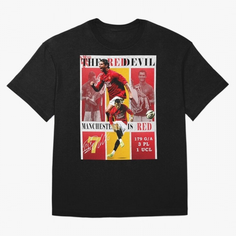 Cristiano Ronaldo 2008 Manchester United Poster Oversized T-Shirt Bring Stadium Energy to FIFA World Cup 2026 for Fans of CR7 and Argentina and Brazil, Bringing Sports Nostalgia, International Competition, Famous Players and Unforgettable