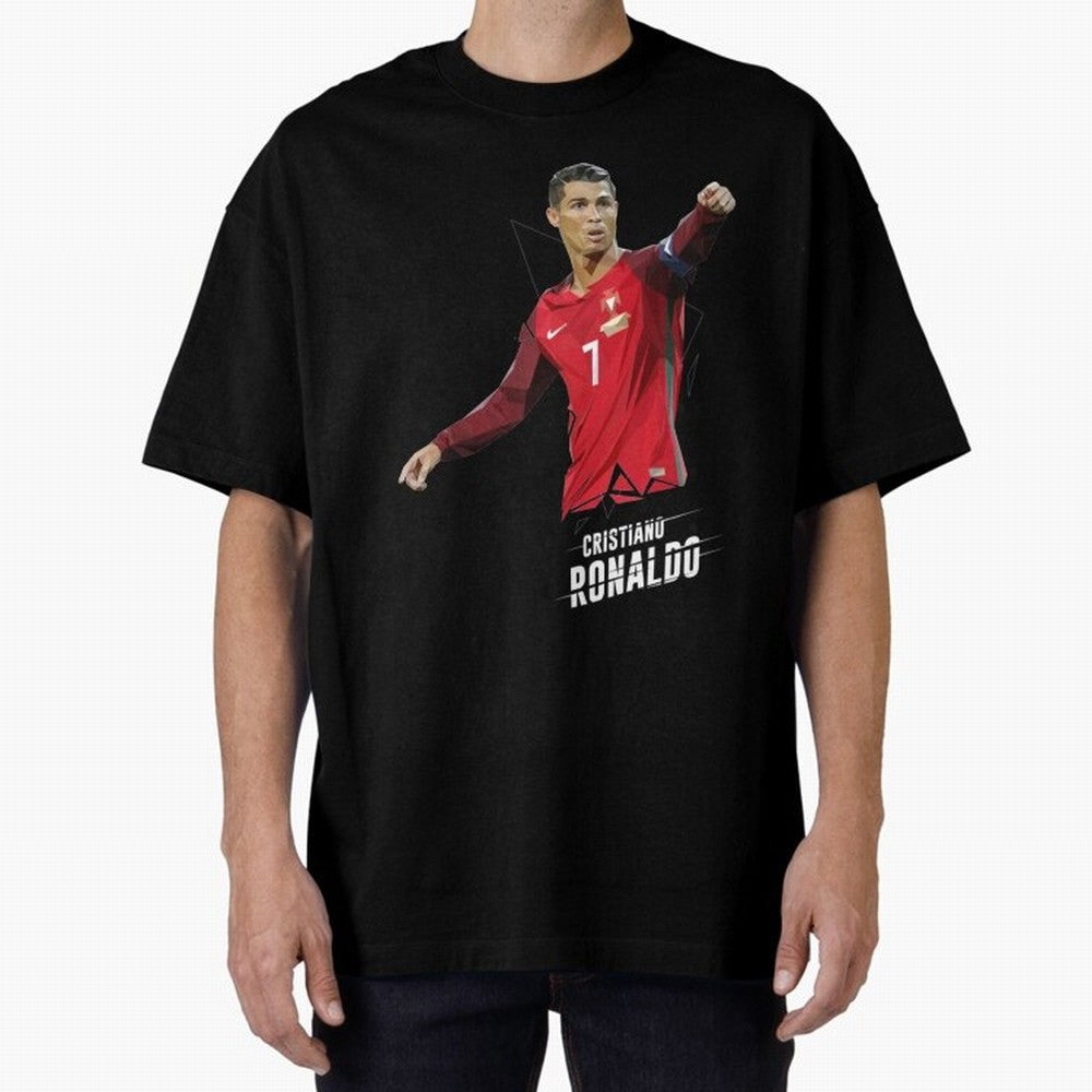 Ronaldo Cristiano Ronaldo Lowpoly Art Oversized T-Shirt Honor Football Greatness during FIFA World Cup 2026 Spirit, Featuring England, Messi and Cristiano Ronaldo, Game Day Rituals, Football Legends, Country Pride and the Road to the Final; Made