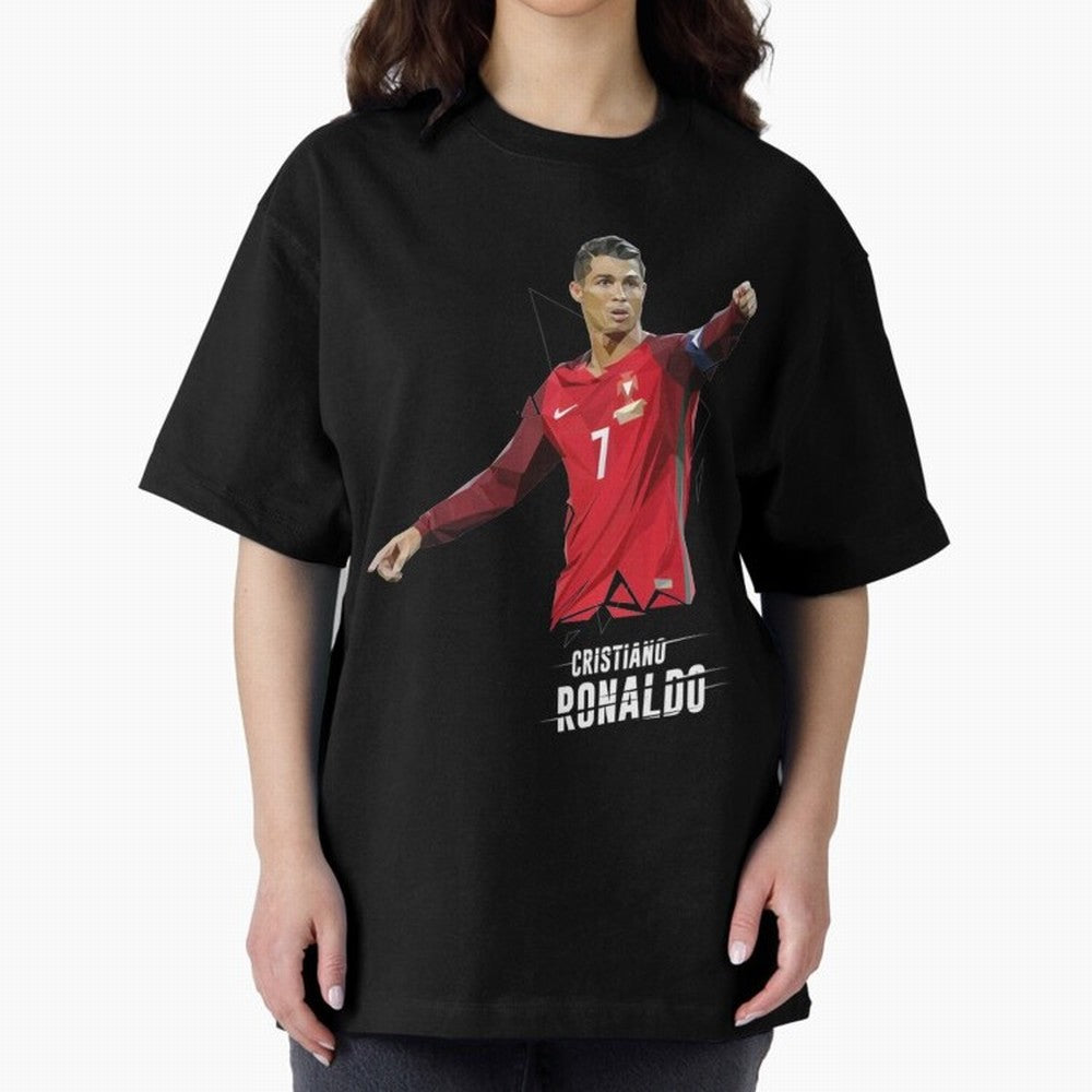Ronaldo Cristiano Ronaldo Lowpoly Art Oversized T-Shirt Honor Football Greatness during FIFA World Cup 2026 Spirit, Featuring England, Messi and Cristiano Ronaldo, Game Day Rituals, Football Legends, Country Pride and the Road to the Final; Made