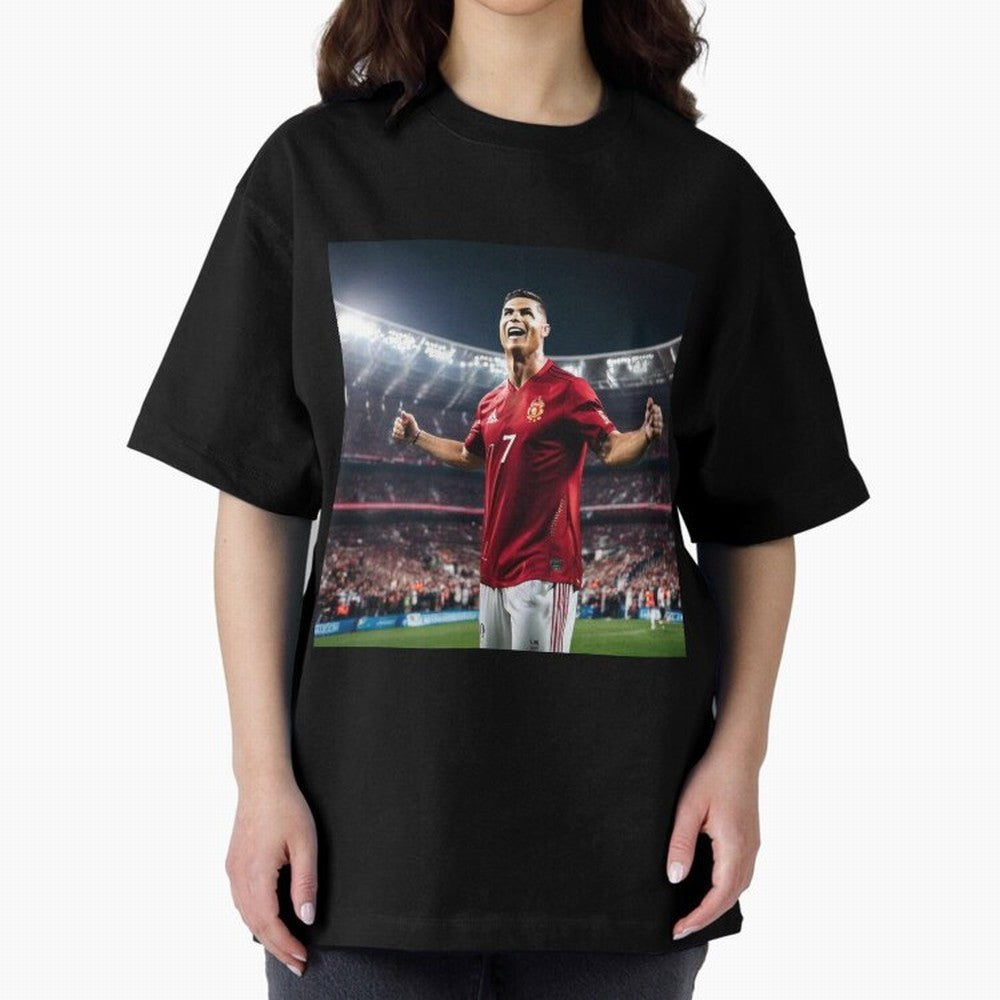 cristiano ronaldo celebrates goal Oversized T-Shirt Support Iconic Players in FIFA World Cup 2026 Group Stage for Fans of Cristiano Ronaldo, Haaland and CR7 and Spain, Bringing Fan Favorite Moments, National Team Passion, Big Match Drama and Soccer
