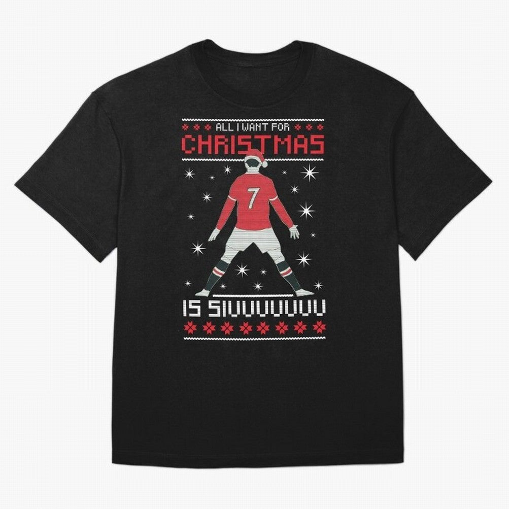 ALL I WANT FOR CHRISTMAS IS SIU Oversized T-Shirt Fuel the Hype around Global Football Passion for FIFA World Cup 2026 Group Stage, Centered on Cristiano Ronaldo, Spain, Classic Soccer Heritage, Championship Pressure, Fan Loyalty and International