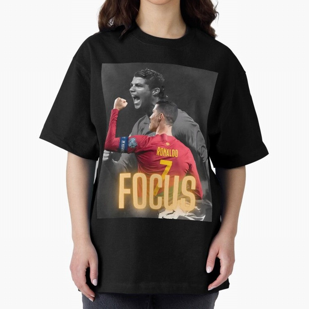Focus With CR7 Oversized T-Shirt Bring Bold Fan Energy to FIFA World Cup 2026 for Fans of Neymar and Argentina, France and Brazil, Bringing Stadium Memories, Football Loyalty, International Chants and Championship Tradition; Ideal for Fans Who