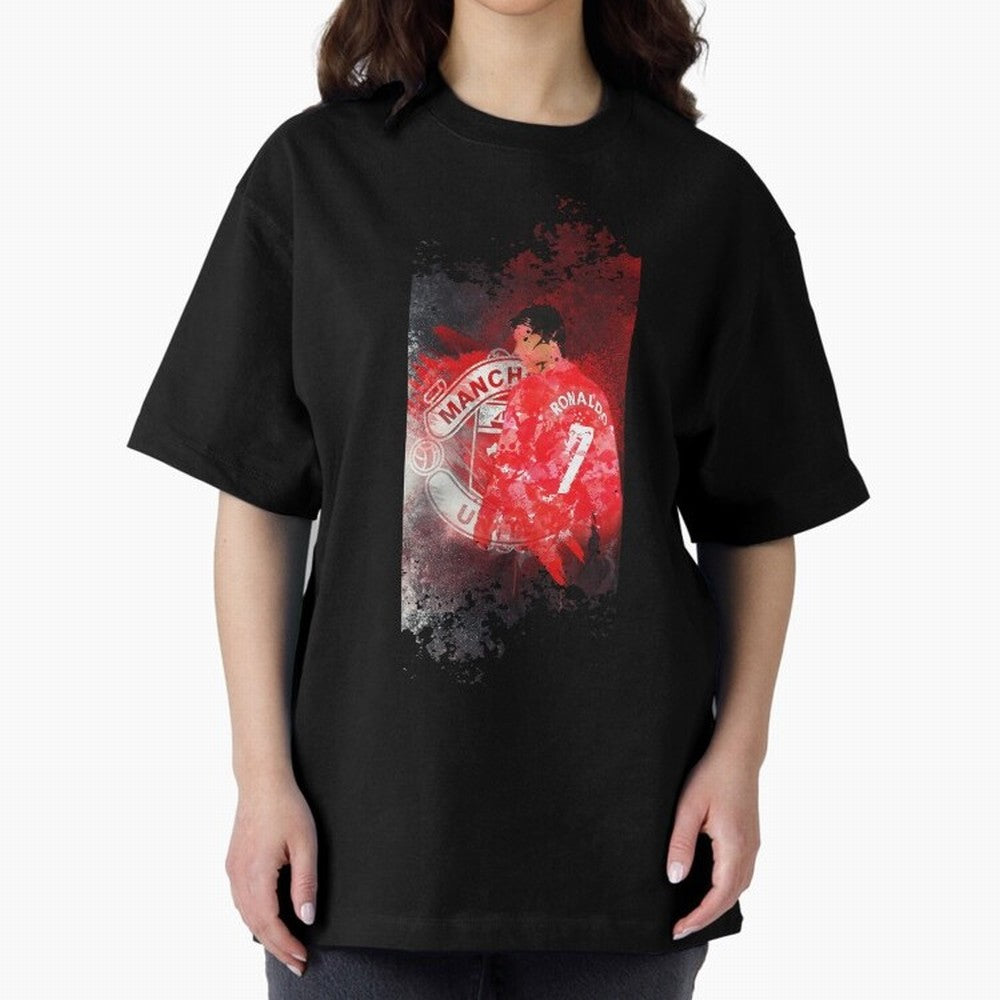 Ronaldo Illustration 003 Oversized T-Shirt Follow Global Football Passion for FIFA World Cup 2026 USA Canada Mexico, with Cristiano Ronaldo, Argentina, France and Brazil, Supporter Pride, Iconic Celebrations, Legendary Names and Global Match Day