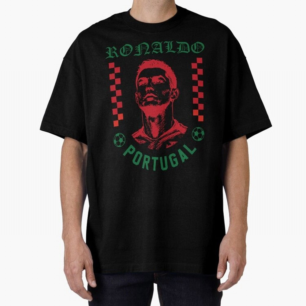 Cristiano Ronaldo Portugal Football Design World Cup Fan Art GOAT Soccer Oversized T-Shirt Keep the Match Day Mood of Global Football Passion for FIFA World Cup 2026 USA Canada Mexico, Capturing Messi, Neymar and Mbappe, France and Portugal,