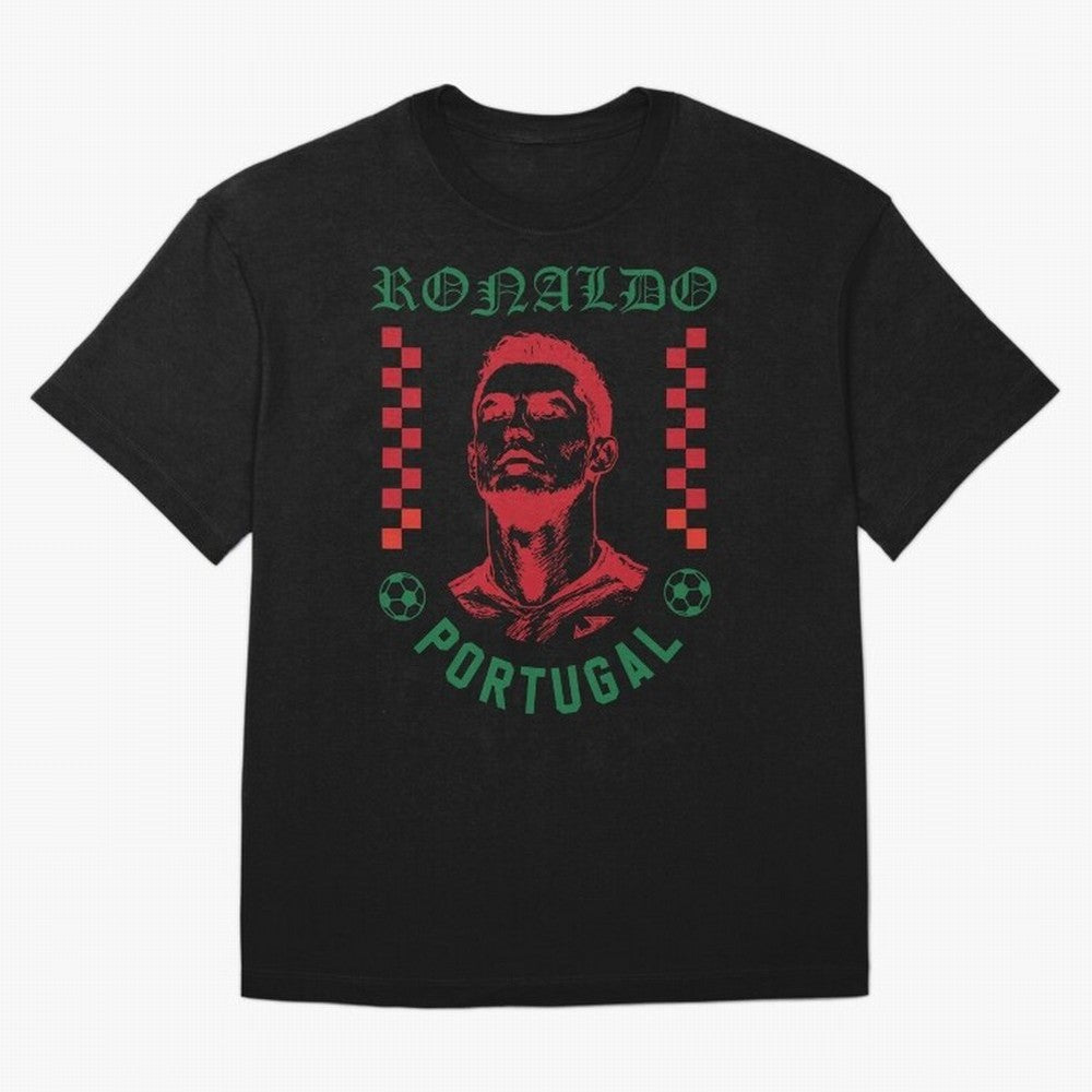 Cristiano Ronaldo Portugal Football Design World Cup Fan Art GOAT Soccer Oversized T-Shirt Keep the Match Day Mood of Global Football Passion for FIFA World Cup 2026 USA Canada Mexico, Capturing Messi, Neymar and Mbappe, France and Portugal,