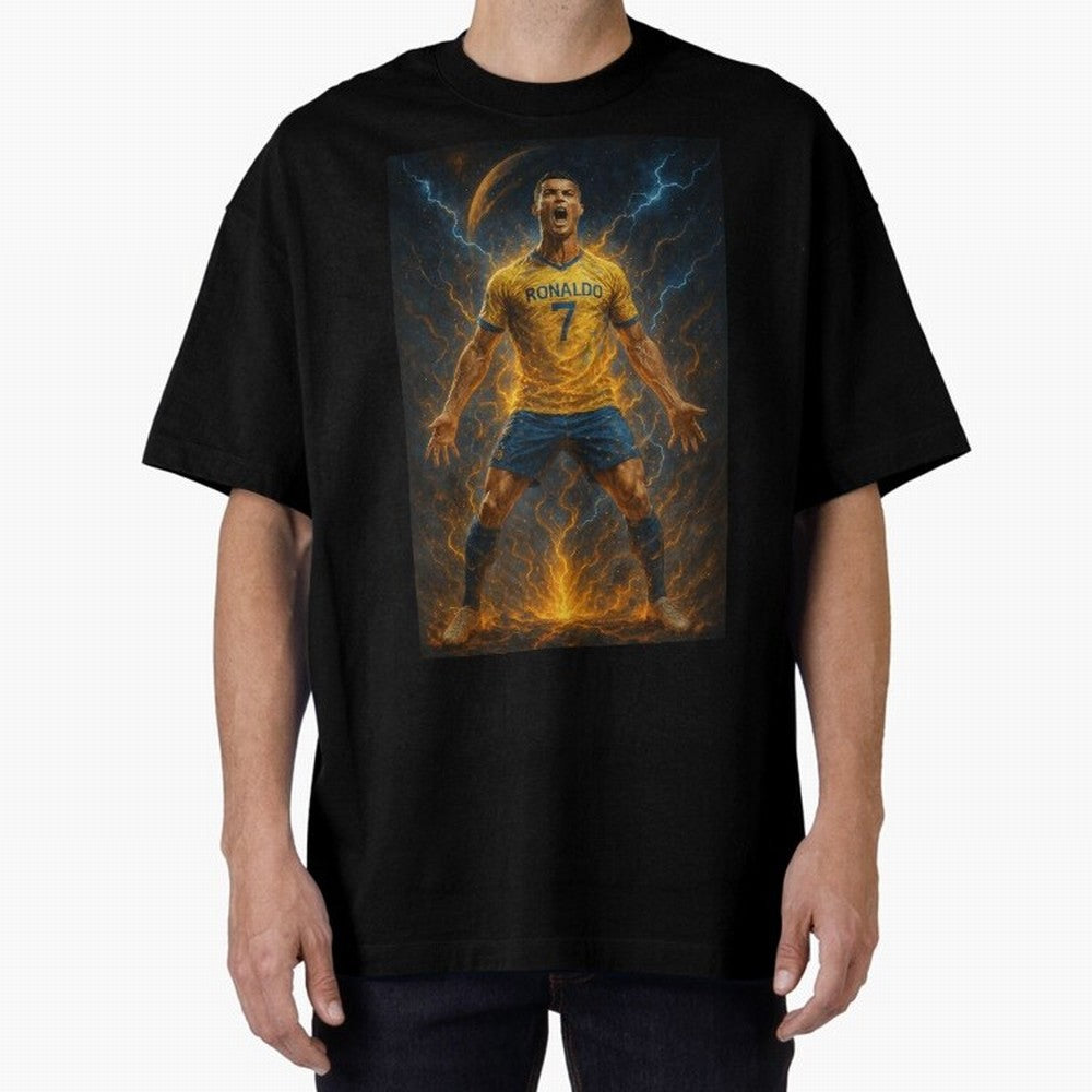 Cristiano Ronaldo Oversized T-Shirt Join Supporters Worldwide for Global Football Passion for FIFA World Cup 2026, Connected to Mbappe and Neymar, Spain and Netherlands, Sports Nostalgia, International Competition, Famous Players and Unforgettable