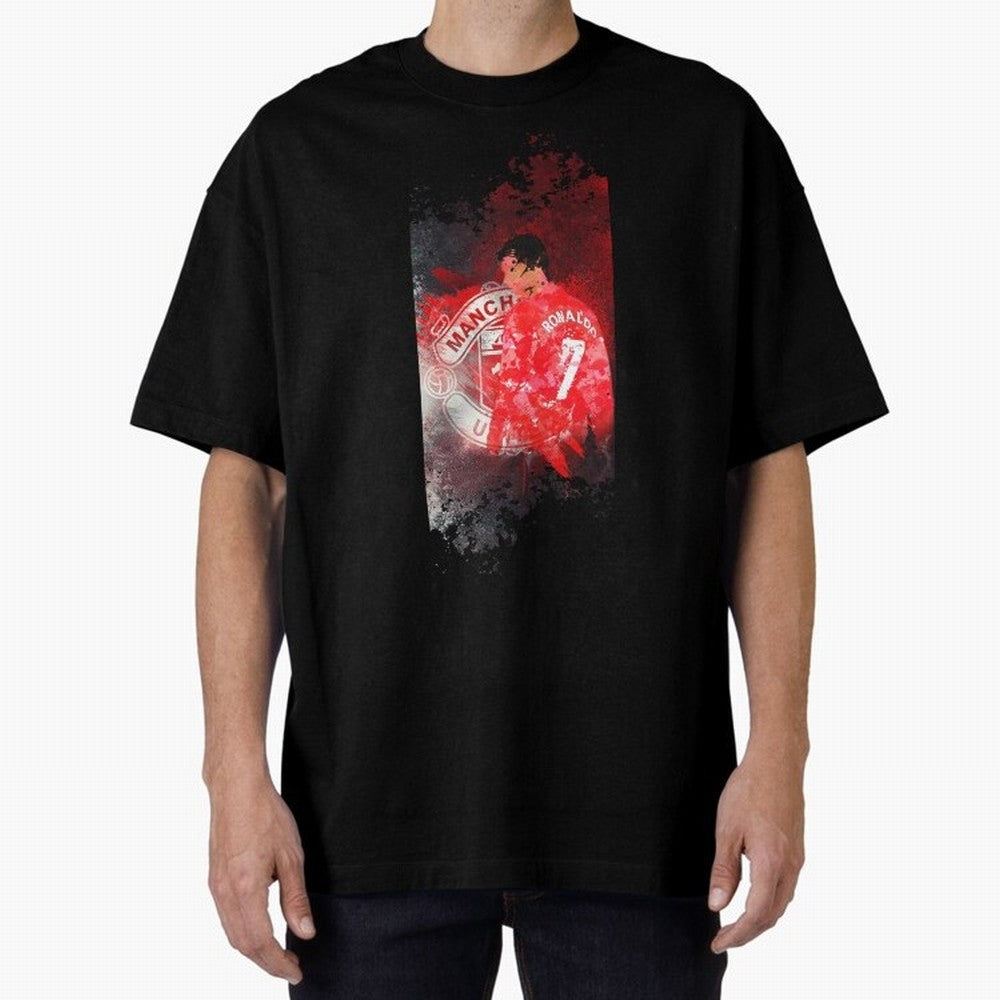 Ronaldo Illustration 002 Oversized T-Shirt Represent Football Lovers during FIFA World Cup 2026 USA Canada Mexico for Fans of Cristiano Ronaldo, Haaland and CR7 and England and Germany, Bringing Sports Nostalgia, International Competition, Famous